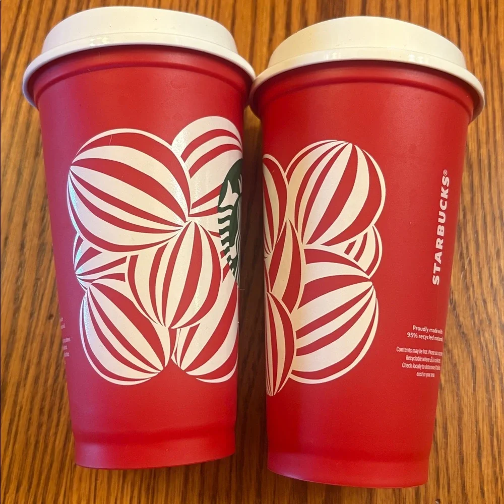 3 Starbucks Reusable Holiday Red Christmas Cups 16oz from 2024